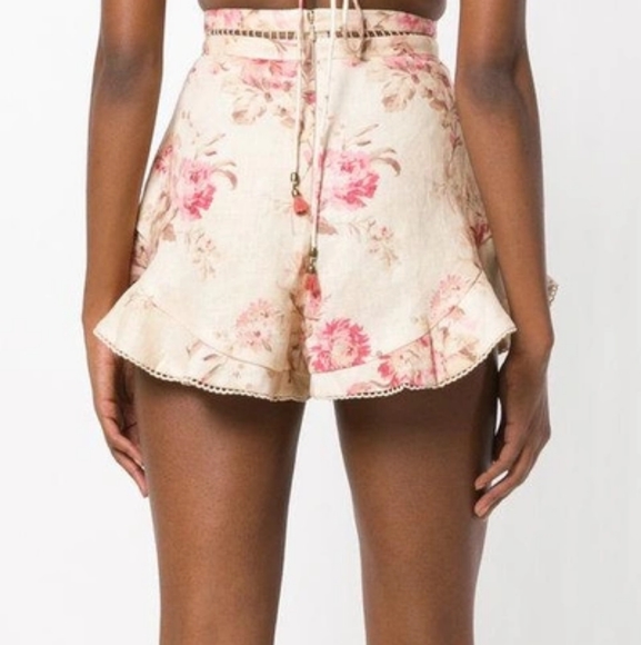 ZIMMERMAN Corsair Flutter Crochet-trimmed Floral-print Linen Short Size 2 - Picture 10 of 11
